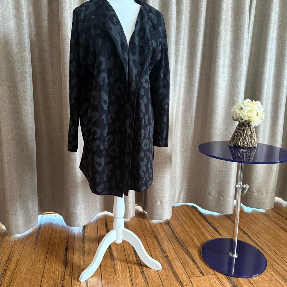 Black and Gray Animal Print Coat